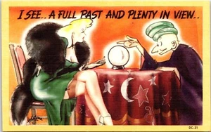 Sexy Donna Gonna Nylon Cristallo BAll Seer Up Gonna Vista Umorismo Cartolina A33 - Foto 1 di 2