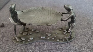 Rare 2 Frogs Figurine Fine Pewter Sculpture Vintage - Picture 1 of 4
