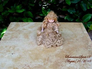 ANTIK DEUTSCHLAND # BISKUIT MÄDCHEN GELENKARME VIKTORIANISCHE SPITZE MINIATUR 4 ZOLL PUPPE PUPPE DOLL - Bild 1 von 9