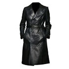 Women's Genuine Lambskin Real Leather Trench Jacket Black Solid Design Coat