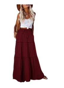 EARKOHA Women's 2XL Summer Maxi Skirt Paisley Print Flowy Boho Style High Waist - Picture 1 of 5