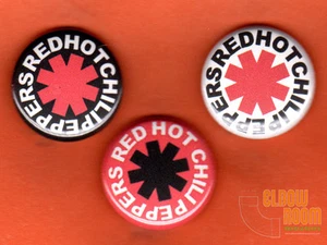 Set of three 1" Red Hot Chili Peppers pins buttons band flea logo - Picture 1 of 2
