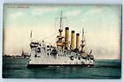 Brooklyn New York Postcard Uss Steamer Battleship Warship C1910 Vintage Antique
