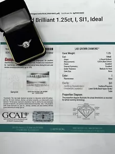 Verlobungsring Diamant Lab Grown 1,25 ct GCAL Cert 14k Weißgold Größe 8,25 - Bild 1 von 10