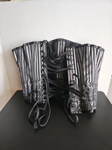 Corsé Negro Cincher Bustier Top Talla 28 Lencería Gótica Con Cordones - Imagen 1 de 7
