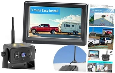 Wireless Backup Camera for Trucks & RVs, Solar - Powered - Magnetic, INCH5 - Image 1 of 4