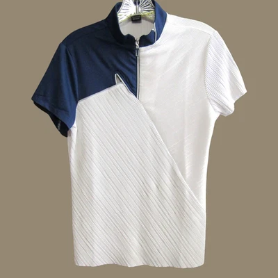 Top Jamie Sadock 1/4 Cremallera Azul Blanco Arrugado Talla S Recorte Corto Slv Golf Tenis Foto 1 de 4