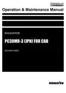 Manual de operación de operadores de excavadoras Komatsu PC30MR-3 JPN PARA CABINA SN 30001-32500 - Imagen 1 de 1