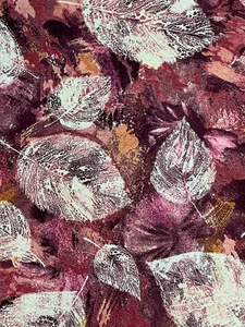 Knit Material Displays Skeletal Leaves On Pink Hues  44” X 56”  1.91 Sq Yards - Picture 1 of 4
