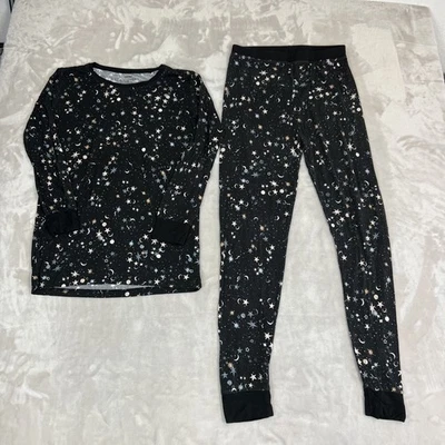 Little Sleepies Pajamas Girls 16 Black Counting Stars Bamboo Comfort 2 Piece Set - Image 1 of 4