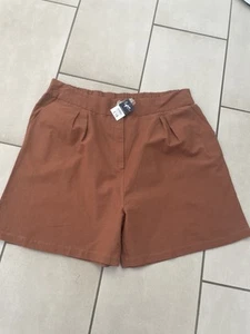 BNWTS. PEACOCKS. SIZE 22. LADIES DARK TAN BROWN, LINEN RICH SUMMER SHORTS - Picture 1 of 14