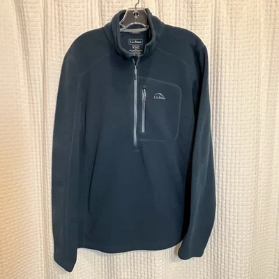 LL Bean Sweater Mens Medium Tall Teal Fleece Half Zip Pullover Slightly Fitted - Image 1 of 4