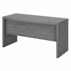 Pemberly Row 60W Bow Front Desk in Modern Gray - Engineered Wood - Picture 1 of 12