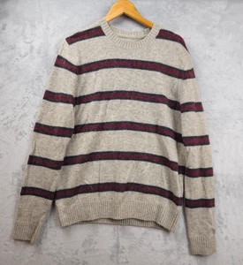 Vintage Abercrombie Fitch Pullover XL Herren grau weinrot gestreift Wollpullover Y2K - Bild 1 von 4