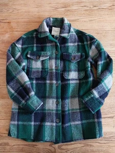 Avec Les Filles Plaid Shacket Womens Sz XS Blue Normcore Cabincore Anthropologie - Picture 1 of 7