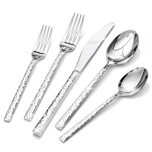 60-teiliges gehämmertes Silberbesteckset, 18/10 Edelstahl Besteckset für 12, ... - Bild 1 von 9