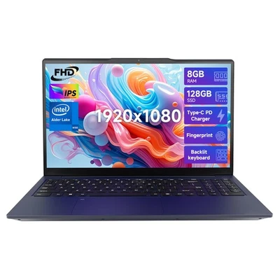 NIMO15.6" Laptop Intel Pentium Quad Core N100 8GB Memory 128GB SSD Fingerprint - Image 1 of 4