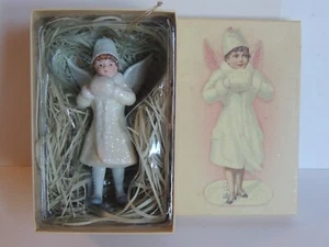 VICTORIAN ANGEL Christmas Ornament Porcelain Girl With Muff child w/ Box - Picture 1 of 7