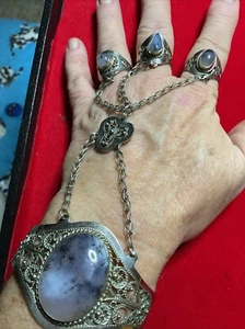 ❤️Native American Slave Bracelet Sterling And Agate❤️ - Picture 1 of 11