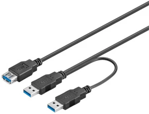 USB 3.0 Dual Power SuperSpeed Kabel; USB 3.0 Verl AA 030 Y-Power 0.3m - Afbeelding 1 van 1
