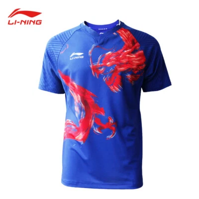 Nuevo Li Ning Adulto Niño Secado Rápido Hombres Prendas para el torso Tenis Ropa Camiseta Estampado Dragón Foto 1 de 4