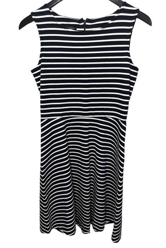 VETEMENTS Abito Talbots Edie blu navy bianco a righe in maglia piccolo senza maniche costa nonna