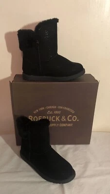 Roebuck & Co. Toddler Girls' Mandy Cozy Boots~ Black US Sz 1 M Comfortable - Image 1 of 4