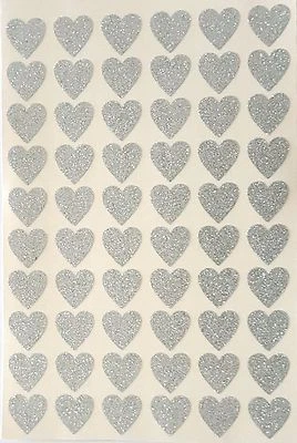 120 Sticky Adhesive Silver HEART Stickers 20 mm  Wedding Cards Albums Envelopes - Image 1 of 4