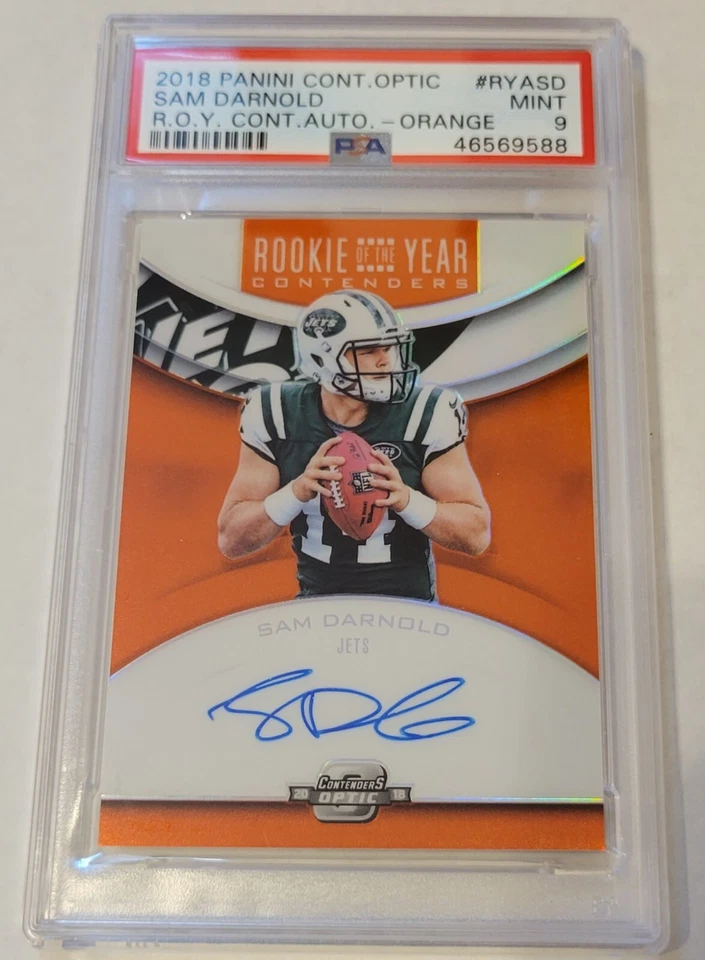 SAM DARNOLD 2018 PANINI CONTENDERS OPTIC AUTO ROOKIE AUTOGRAPH CARD #5/35 PSA 9! - Image 1 of 1