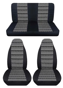 Fundas de asiento de coche delanteras y traseras para Jeep Cherokee 1994 a 2001 negras con azteca - Imagen 1 de 10