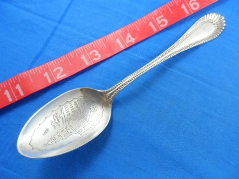 5-7/8" Blandford Massachusetts Antique Sterling Souvenir Spoon Near Springfield Cover