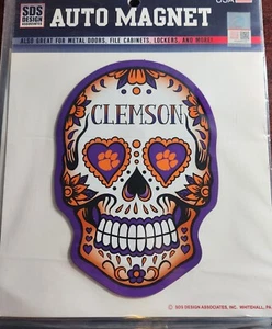 Clemson Tigers Sugar Skull Car Magnet - Picture 1 of 1
