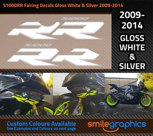 BMW S1000RR Verkleidung Abziehbilder 2009-14 Glänzend Weiß & Silber Sticker - Bild 1 von 2