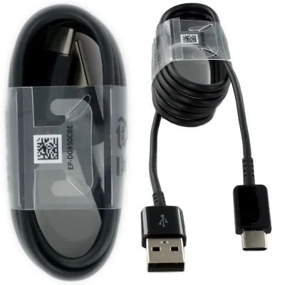 Lote 2 Nuevos Original OEM Cargador Rápido Tipo-C Cable NEGRO Samsung Galaxy A42 5G Foto 1 de 2
