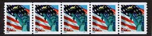 UNITED STATES, SCOTT # 3979, STRIP OF 5 PNC5 # S1111, FLAG & STATUE OF LIBERTY - Picture 1 of 1
