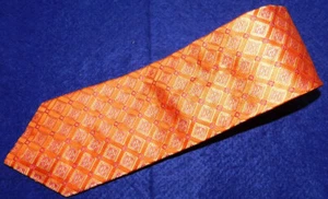 XMI FOR NORDSTROM MADE IN U.S.A. ORANGE/GOLD/RED SQUARES MOTIF TIE - NECK TIES. - Picture 1 of 3
