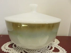 Vintage Federal Milk Glass Brown Bowl With Lid - Picture 1 of 12