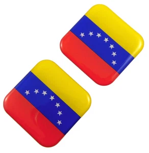 Venezuela flag Square Domed Decal car bike gel stickers 1.5" 2pc - Imagen 1 de 2