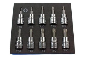 US Pro 10 Pièces 3/8 48mm Long S2 Jeu de Clés Torx T10 - T55 B2066 - Bild 1 von 2