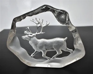 MATS JONASSON Sweden Crystal Deer Stag Elk Large 6 Inch Sculpture Paperweight - Picture 1 of 11