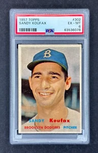 1957 Topps #302 Sandy Koufax (Brooklyn Dodgers)    PSA 6 EX/MT    NEW SLAB! - Picture 1 of 2