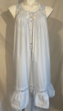 Eileen West Short XS  Blue  Cotton Nightgown Pintucks Lace 36" L