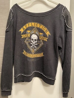 The Buckle Black Crew Sweatshirt w/Lace in back Size Small - Image 1 of 4