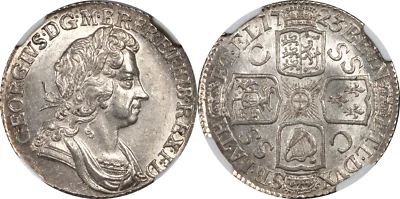 Великобритания 1723-SSC Георг I серебряный шиллинг NGC MS-64 второй бюст РЕДКАЯ!! - Изображение 1 из 4