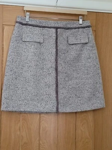 TU Rock grau beige Kontrastborte über Knielang Größe UK 14 neu ohne Etikett  - Bild 1 von 8