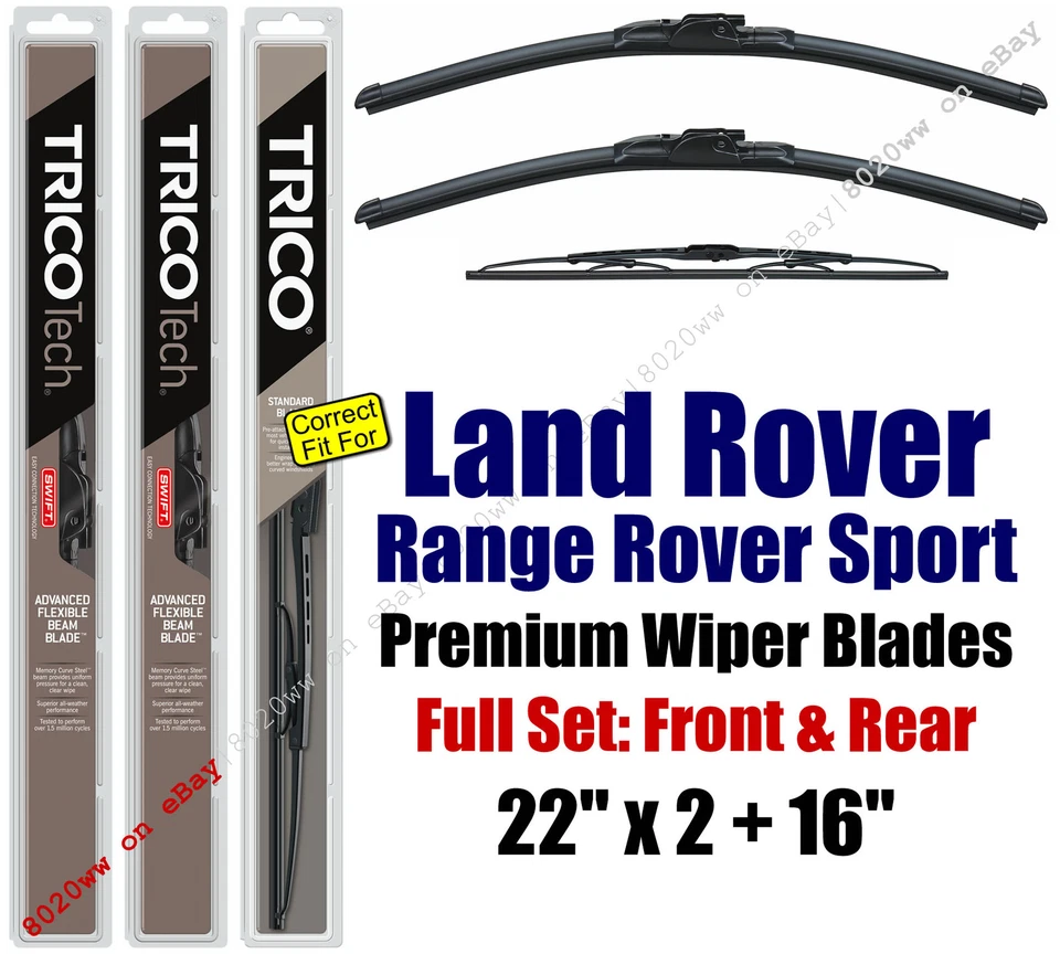 Wipers 3pk Front Rear fit 2006-2013 Land Rover Range Rover Sport 19220x2/30160 - Image 1 of 1