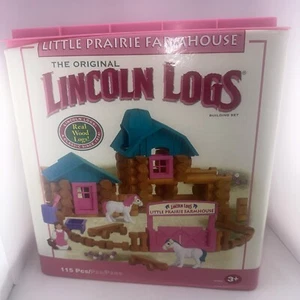 Lincoln Logs Little Prairie Farmhouse Wooden 115 pc Complete w/ Figure & Horses - Picture 1 of 7