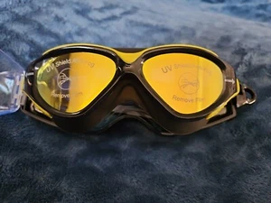 Schwimmbrille UV Shield Antibeschlag Neu Mit Etui Gelb - Bild 1 von 3