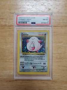 Pokemon PSA 8 NM-MINT 1999 Chansey Shadowless Base Set Holo Karte Slight Miscut - Bild 1 von 2