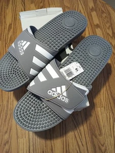New ADIDAS Mens Adissage Slides Sandal Grey/White Size 18 US HQ4373 - Picture 1 of 5